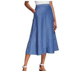 Nic + Zoe Front Runner Skirt pockets blue size 0